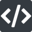 Up, normal, solid, square, code, html, text, editor, source, source-code, xml, code-solid icon
