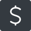 Normal, solid, square, symbol, money, donate, donation, coin, dollar, currency, us, usa icon