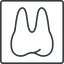 Thin, line, down, solid, square, horizontal, mirror, cog, medical, health, care, medic, clinical, tooth, molar, dental, dentist, stomatology, teeth, tooth-thin icon
