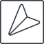 Thin, line, down, square, message, paper, messaging, plane, airplane, aeroplane, submit, send, paper-plane, paper-plane-thin-alt icon