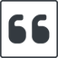 Thin, line, down, square, mark, quote, quotation, citation, quote-solid, quotation-mark, double-quotes icon
