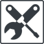 Thin, line, down, square, building, spanner, wrench, tool, screwdrive, construction, fix, tools, tools-alt-solid icon