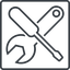 Thin, line, down, square, building, spanner, wrench, tool, screwdrive, construction, fix, tools, tools-thin icon