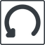 Thin, line, down, square, wait, load, update, reload, refresh, restore, change icon