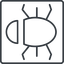 Thin, line, left, square, animal, bug, debug, debugging, insect, bug-thin icon