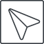 Thin, line, left, square, message, paper, messaging, plane, airplane, aeroplane, submit, send, paper-plane, paper-plane-thin-alt icon