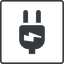 Thin, line, left, square, electricity, plug, charge, charger, electric, electrics, electrical, plug-alt icon