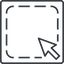 Thin, line, left, square, arrow, select, selection, dashed, area, cursor, select-thin icon