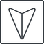 Thin, line, right, square, message, paper, messaging, plane, airplane, aeroplane, submit, send, paper-plane-thin, paper-plane icon