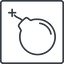 Thin, line, square, horizontal, mirror, bomb, explosive, detonator, blast, fuse, spark, c4, dynamite, boom, bomb-thin icon