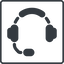 Thin, line, square, horizontal, mirror, phone, call, headset, headphone, microphone, support, headset-alt, headset-alt-solid icon