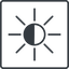 Thin, line, up, square, star, light, brightness, luminosity, intensity, brilliance, lighter, darker, dark, mode, Illumination, sun, shine, flash, ray, brightness-thin, brightness-thin-half, brightness-half icon