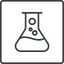Thin, line, up, square, bubble, bubbles, graduated, erlenmeyer, chemical, flask, lab, laboratory, chemistry, potion, glassware, conical, bubbling, boiling, bulbous, erlenmeyer-bubbling-alt-thin icon
