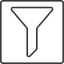 Thin, line, square, order, sort, list, funnel, filter, sorting, funnel-thin icon
