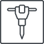Thin, line, up, square, tool, construction, noise, jackhammer, demolition, concrete, pneumatic, mining, drill, mining-dril, jackhammer-thin icon