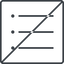 Thin, line, down, square, horizontal, mirror, prohibited, list, editor, list-item, checklist, unordered, unordered-list, unsorted, unsorted-list, bullet, bullet-list, unordered-list-thin icon