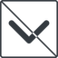 Thin, line, down, square, arrow, direction, prohibited, chevron, chevron-solid icon