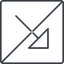Thin, line, right, square, arrow, prohibited, corner, arrow-corner-thin icon