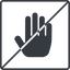 Thin, line, up, solid, square, horizontal, mirror, prohibited, hand, stop, fingers, hand-solid icon