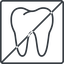 Thin, line, up, solid, square, horizontal, mirror, cog, prohibited, medical, health, care, medic, clinical, tooth, molar, dental, dentist, stomatology, teeth, tooth-thin icon