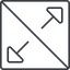 Line, up, square, arrow, video, prohibited, expand, fullscreen, full, screen, expand-thin icon