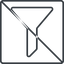 Thin, line, square, prohibited, order, sort, list, funnel, filter, sorting, funnel-thin icon