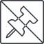 Thin, line, up, square, prohibited, thumbtack, pin, unpin, thumbtack-alt-thin, thumbtack-alt icon
