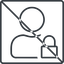 Thin, line, square, user, man, woman, person, prohibited, secure, safe, padlock, locked, lock, user-lock, user-lock-thin icon
