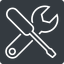 Thin, left, solid, square, horizontal, mirror, building, spanner, wrench, tool, screwdrive, construction, fix, tools, tools-thin icon