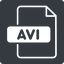 Thin, solid, square, video, file, film, movie, motion, mpeg-4, mpeg4, codec, avi, cinema, divx, xvid, file-avi, file-avi-thin icon