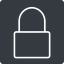 Thin, solid, square, secure, safe, padlock, locked, lock, lock-thin icon