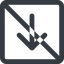 Line, down, square, arrow, direction, prohibited, arrow-simple-wide icon