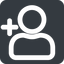 Wide, solid, square, sign, plus, add, horizontal, mirror, user, sign-up, account, newuser, profile, usericon, user-plus-wide icon