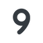 Line, down, normal, number, font, digit, 9, nine icon