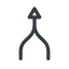 Line, left, normal, arrow, merge, path, join, merged icon