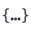 Line, normal, three, dots, ..., curly, bracket, brackets, {...}, definition icon
