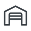 Line, normal, car, storage, repository, amazon, parking, distribution, warehouse, hangar, logistics, inventory, depot, storehouse, stockroom, warehouse-open, garage, carport icon