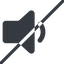 Line, down, normal, horizontal, mirror, prohibited, speaker, volume, mute, unmute, music, sound, loudspeaker, volume-1-solid icon