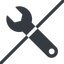 Line, left, normal, prohibited, spanner, wrench, tool, mechanics, mechanical, repair, spanner-solid icon