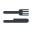 Right, normal, solid, dot, food, fork, pictogram, dot-50, restaurant, knife, eat, dot-restaurant icon