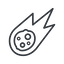 Thin, line, left, horizontal, mirror, star, space, asteroid, meteoroid, impact, nasa, esa, jaxa, shooting, shooting-star, c-type, s-type, m-type, neo, asteroid-thin icon