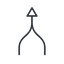 Thin, line, left, arrow, merge, path, join, merged, merge-thin icon