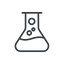 Thin, line, up, horizontal, mirror, bubble, bubbles, graduated, erlenmeyer, chemical, flask, lab, laboratory, chemistry, potion, glassware, conical, bubbling, boiling, bulbous, erlenmeyer-bubbling-alt-thin icon