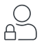 Thin, line, horizontal, mirror, user, man, woman, person, secure, safe, padlock, locked, lock, user-lock, user-lock-thin icon