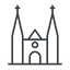Thin, line, christian, church, cathedral, cathedral-thin icon