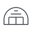 Thin, line, space, plane, airplane, helicopter, warehouse, hangar, aircraft, aviation, military, aerospace, hangar-thin icon