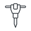 Thin, line, up, tool, construction, noise, jackhammer, demolition, concrete, pneumatic, mining, drill, mining-dril, jackhammer-thin icon