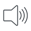 Thin, line, up, speaker, volume, mute, unmute, music, sound, loudspeaker, volume-3-thin icon