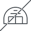 Thin, line, horizontal, mirror, prohibited, space, plane, airplane, helicopter, warehouse, hangar, aircraft, aviation, military, aerospace, hangar-thin icon