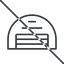Thin, line, prohibited, space, plane, airplane, helicopter, warehouse, hangar, aircraft, aviation, military, aerospace, hangar-alt, hangar-alt-thin icon